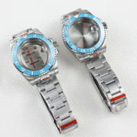 NH35 Case Ice Blue Ceramic Bezel Sapphire Crystal Water Resistant for NH35 Nh36 Nh34 Automatic Movement Sub GMT Watch Case