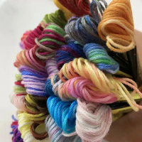 Cotton Embroidery Floss, Overdyed Cross Stitch, Color Variegated, 6 Strands, 8 m, 10 Colors per Set