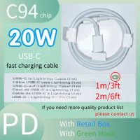 50pc/with original packaging 1M/3ft usb c charging C94 Chip foxconn cable, type c to 8pin charger cable, for i 11 fast charging