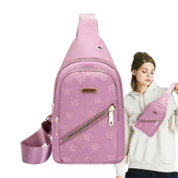 Small Sling Bag For Women Sports Sling Backpack Chest Bag Waterproof Cross Body Bags Oxford Cloth Sling Bag With Earphone Hole