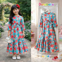 ML050 Kanak-kanak perempuan bunga skirt kids children's clothing Casual 4Y-14Y baju raya budak perem