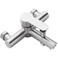1PC Bathtub Faucet SUS 304 Stainless Steel Hot and Cold Water Mixer Two Holes Triple Sink Bathroom Tap Wall Mounted