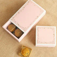 6 grains Flower Pink Gift Paper Box Slide Open Moon Cake Box Chocolate Packaging Gift Boxes SN3859