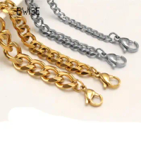 Bwise 3MM5MM7MM Cuban Link Chain Stainless Steel Necklace Waterproof 18 K Gold Plated Punk Men Women Jewelry DIY Accessories