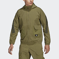 Adidas M Fi Wv Bst Fz H65369 男 連帽外套 訓練 運動 休閒 寬鬆 舒適 亞洲版 軍綠