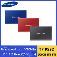 Original Samsung Portable SSD T7 500GB 1TB 2TB External Hard Drive USB 3.2 Gen 2 Type-C Solid State Drive for Laptop Desktop