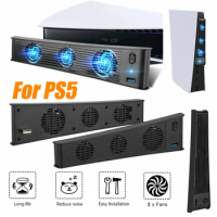 Game Accessories Console Host Cooling Fan For Ps5 Radiator For Ps5 Cooling Fan Fan Cooler 3-fan Blue Led