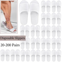 20-200Pairs Open Toe Disposable Slippers for Guests White House Guest Slippers Non-Slip Hotel Slippers Unisex Spa Slippers