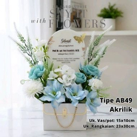 LA JARDINERIE - Blom Box Buket Plakat Akrilik Bunga Artificial Biru Muda Bloom Box AB49 Hadiah Wisud