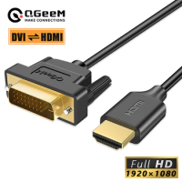 QGeeM HDMI Compatible to DVI Cable Bi HDMI DVI Adapter for Xiaomi Xbox Serries X PS5 PS4 TV Box DVI to HDMI Splitter DVI-D 24+1
