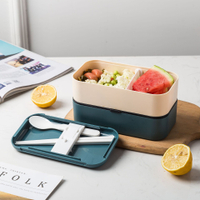 新款雙層日式飯盒網紅午餐盒塑料大容量學生上班族微波爐便當盒