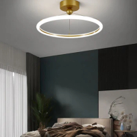 Nordic bedroom lights, LED ceiling lights, simple,golden, warm, romantic room chandeliers, study lighting fixtures