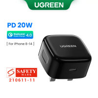 ที่ชาร์จ UGREEN กำลังไฟ 20W หัวชาร์จ USB Type‑C แบบเร็ว สำหรับ iPhone 13/12/11 และสำหรับ Xiaomi