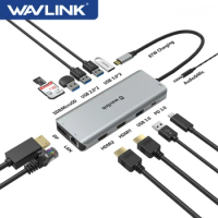 Wavlink USB-C Docking Station Triple Display USB C HUB 4K 60Hz Type C to HDMI DP RJ45 USB3.0 Adapter For Laptop Windows MAC OS