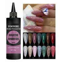 120g Colorful Reflective Glitter Nail Gel Pink Highlight Shiny Fine Broken Diamond Gel Polish Manicure Nail Salon Glow Varnish