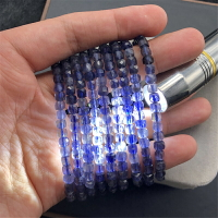 天然堇青石切面刻面方塊單圈手鏈 5mm左右 藍水晶手串類坦桑手串
