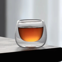 50ml 80ml 120ml Heat Resistant High Borosilicate Double Wall Double-walled Transparent Glass Tea Coffee Espresso Cup Set Mug