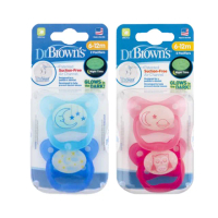 【Dr.Brown’s 布朗博士】PreVent 功能性夜光安撫奶嘴 6-12月-兩入裝
