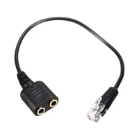 Dual 3.5MM to RJ9 Cable Computer PC Headset Earphone to Telephone Adapter Head Headphone Converter Jack Adapter Convertor RJ-9