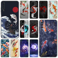 Chinese Koi Fishes Phone Case For Huawei Y6 Y7 Y9 Prime Y5 2018 2019 2020 Y5P Y6P Y7P Y8P Y6S Y8S Y9S Y7A Y9A Soft Black Cover