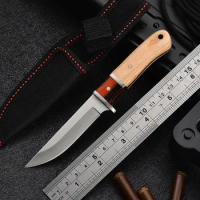 Outdoor High Hardness Steel Sharp Tactical Knife Outdoor Portable Small Straight Knife Wilderness Survival Swiss Mini Army Knife