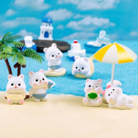 Cartoon Beach Bear Ornaments Coconut Trees Lounge Chair Micro Landscape Decoration Dollhouse Miniature Toy