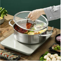 Multifunctional Divided Two-flavor Soup Pot Thickened Stainless Steel Practical Beautiful Hot Pot Ideal for Family Meals