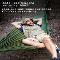 Portable Outdoor Garden Hammocks For Travel Camping Sleeping Hanging Hammock Swing Anti-Rollover Parachute Fabric Nature Hike