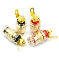 香蕉插頭插座透明 4mm 純銅鍍金功放音箱音響水晶接線柱喇叭接線