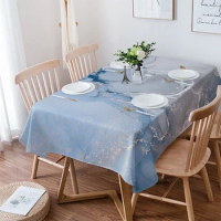 Blue Marble Texture Tablecloth Waterproof Dining Table Party Rectangular Round Tablecloth Home Textile Kitchen Decoration
