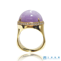 【文華珠寶】紫翡蛋面玫瑰金翡翠戒指 國際圍10號(紫翡蛋面)