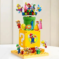 23+1pcs Super Mario Plugin Set Theme Series Cake Decoration Card Kids Birthday Cake Holiday Party Decoration Party Supplies
