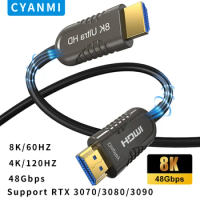 CYANMI HDMI 2.1 HDMI Fiber optic Cable HDMI2.1 Dynamic HDR HDMI 8K/60Hz 4K/120Hz Ultra High Speed 48Gbps for HD TV Projector PS