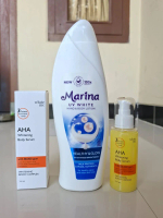 PAKET BESAR MARINA HEALTHY & GLOW 460ML | AHA whitening body serum white inc 100ml MENCERAHKAN MENGH