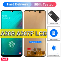 6.4" Super AMOLED For Samsung Galaxy A30s LCD Display Touch Screen, For Galaxy A30S A307F A307FN LCD Display Replace, with Frame