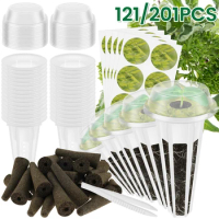 121/201Pcs Seed Pod Kit for Hydroponics Growth Sponges Plant Seed Pods Kit with Grow Sponges Pod Labels Baskets Domes Reusable
