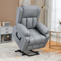 Electric Recliner Chair, Lift Chair for Elderly with Vibration Massage, Remote Control and Side Pockets, Comfy and Sturdy, Gray