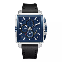 Expedition Jam Tangan Pria Expedition Chronograph E 6618 MC LTUBU Men Blue Dial Black Leather Strap