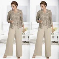 mother of the bride pant suit vestidos de novia madrinha 2019 farsali dinner cheap Mother of the Bride Dresses with lace jacket