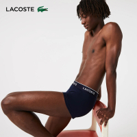 【LACOSTE】男裝-對比色腰帶藍色內褲3件組(藍/綠/紅)