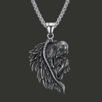 Vintage Creative Guardian Angel Wings Necklace for Men Women 316L Stainless Steel Punk Fashion Jewelry Amulet Gift Wholesale