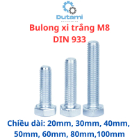 Bulong lục giác xi trắng 8 li (M8) đủ kích thước (túi 20 con bulong)