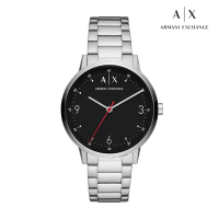 Armani Exchange Cayde 現代簡約時刻手錶 銀色不鏽鋼鍊帶 42MM AX2737