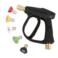 High Pressure Washer Gun, Short Pressure Washer Gun Handle with 5 Pressure Washer Nozzle Car Pressure Washer Gun Kit