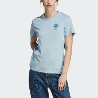 Adidas W SS Change [IM4271] 女 短袖 上衣 T恤 亞洲版 休閒 棉質 花朵 日常 穿搭 藍