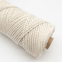 macrame cord-2.5MM COTTON ROPE 100 Meters per roll - 3 STRAND - NATURAL white COLOR - BASIC