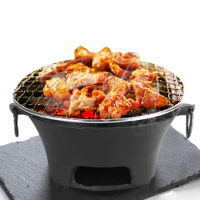Portable cast iron charcoal barbecue grill table BBQ home outdoor barbecue stove heating brazier Oil burner 22*14CM 037-4