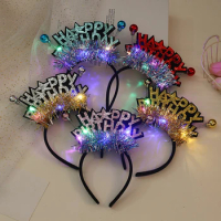 10pcs Children Adult Women LED Glow Party Happy Birthday Headband Light Up Wreath Hairband Gift Christmas