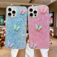 For Xiaomi Poco X3 NFC Case Luxury Color butterfly Glitter Bling Phone Cases For Xiaomi Poco X3 Pro Soft Silicon Cover