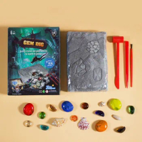 1 Set Fossil Kit Random Treasure Simulated Treasure Excavation Toy Geography With Storage Bag Gypsum Raw Materials Imitation Gem